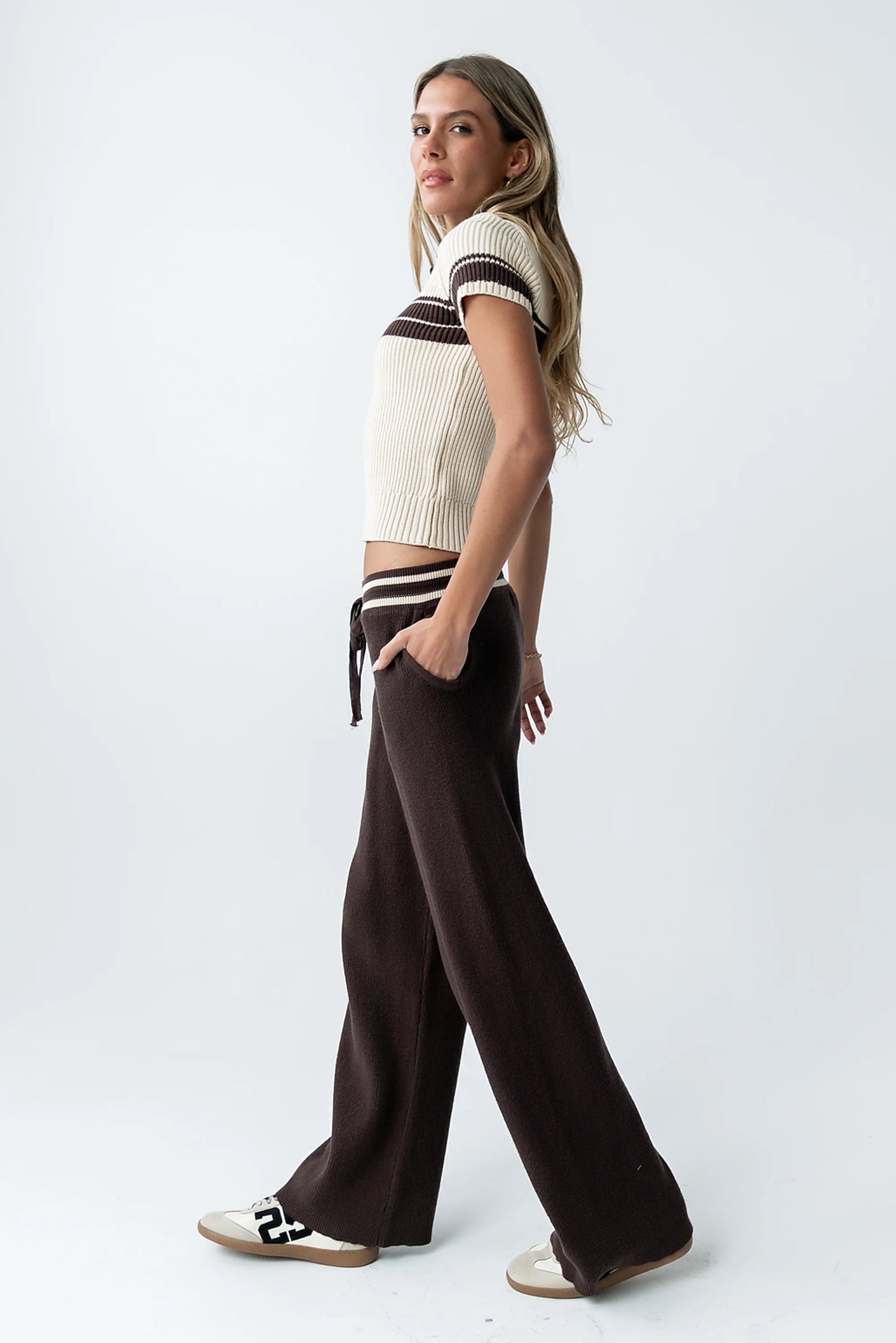 Brea Striped Pants in Brown