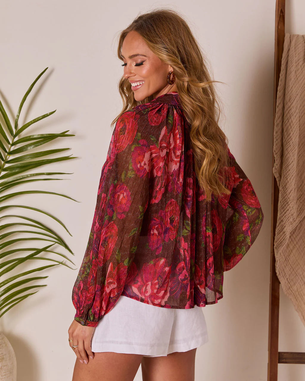 Camilah Print Pleated Chiffon Top