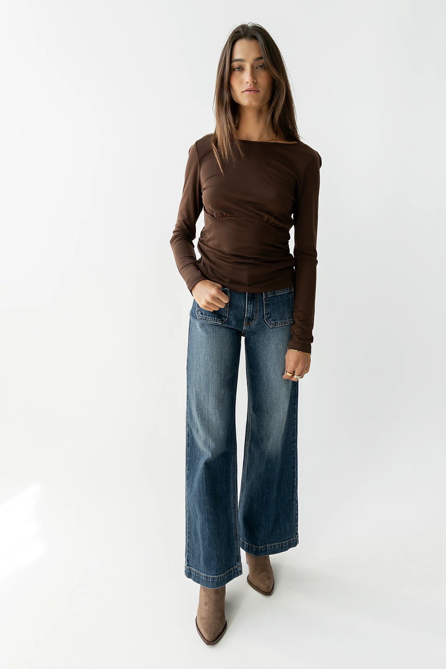 Selena Ruched Top in Brown
