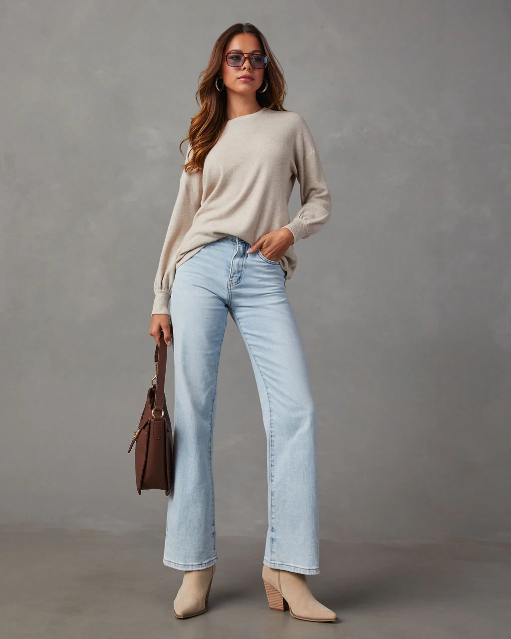 Coralee Waffle Knit Long Sleeve Top