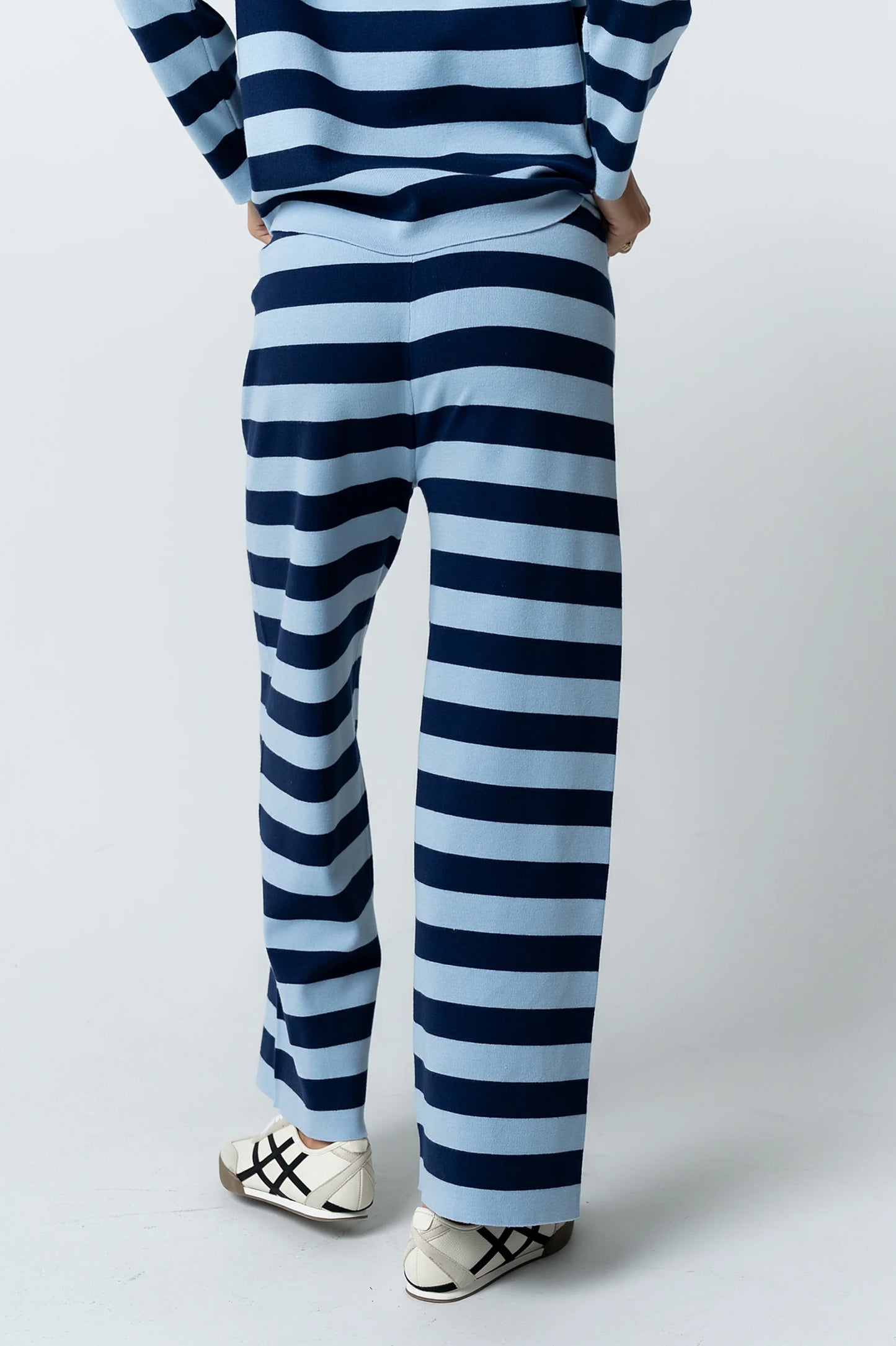 Joey Striped Wide Leg Pants in Navy