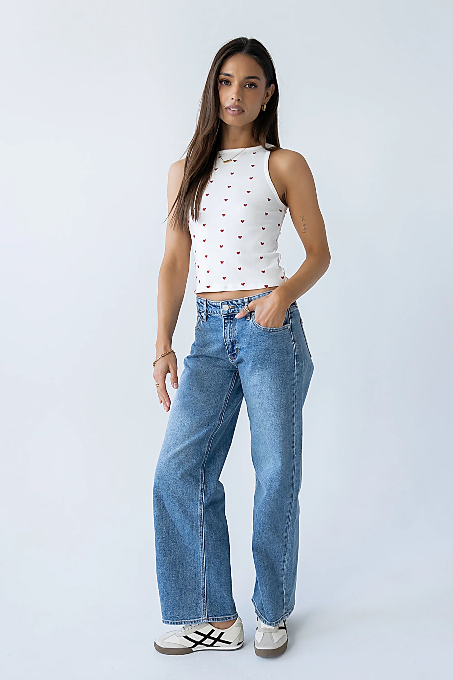 Mae Embroidered Heart Tank Top