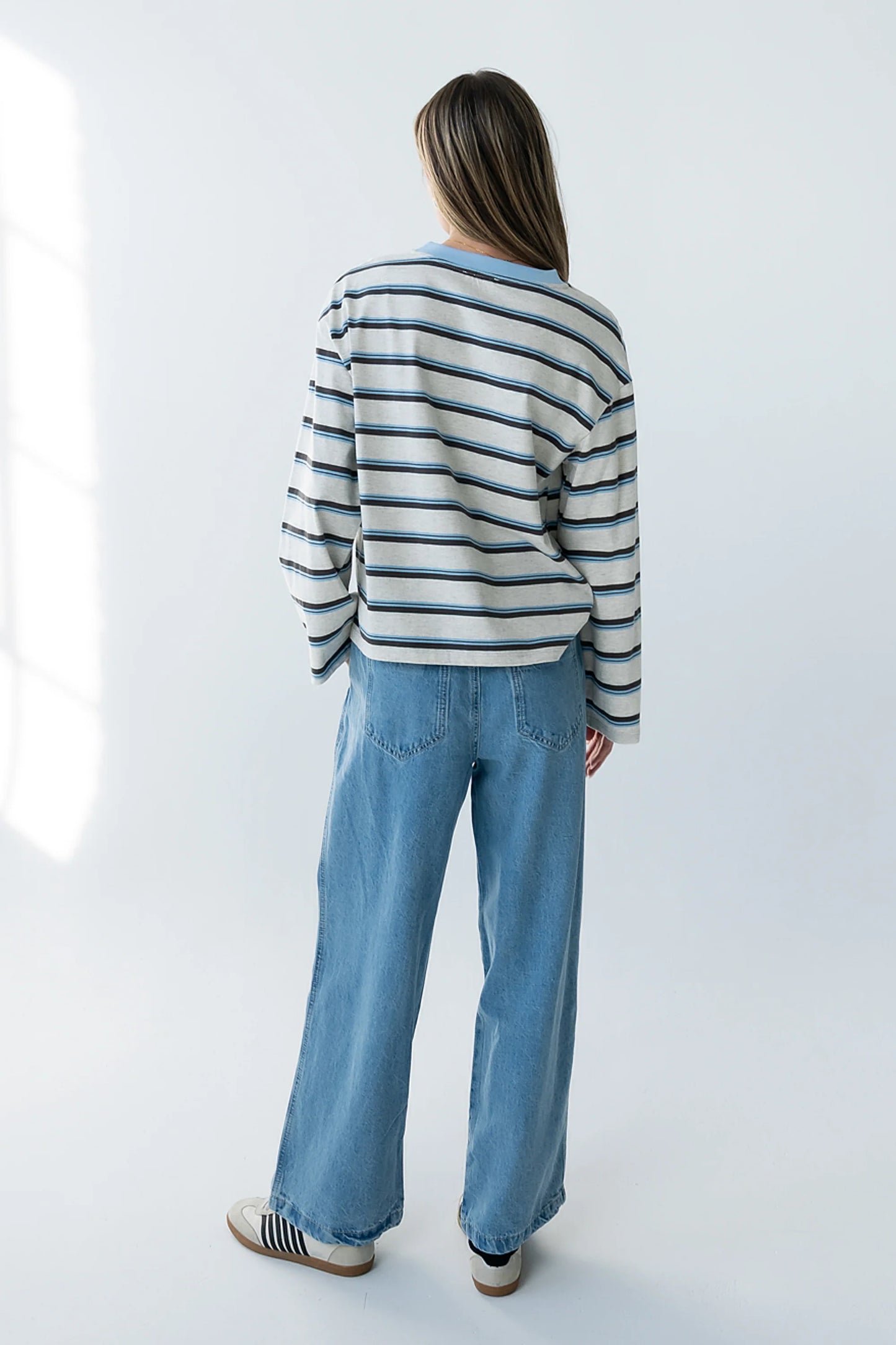 Kiana Striped Top in Grey