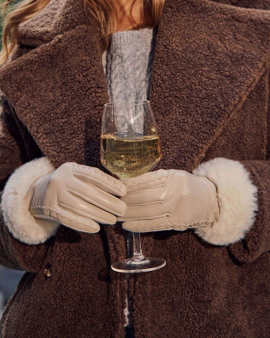 Vionae Vegan Leather Faux Fur Trim Gloves