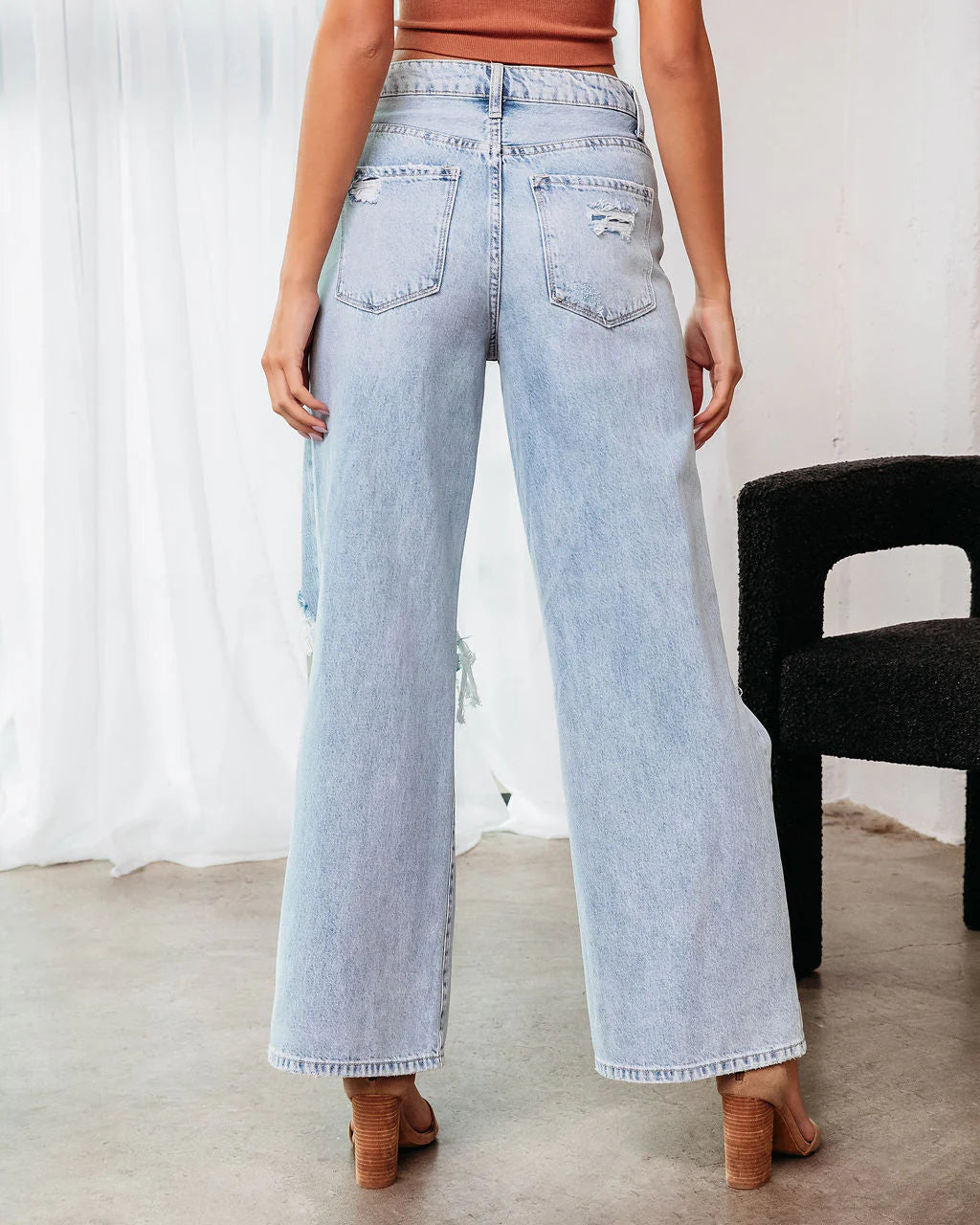 Destiny High Rise Distressed 90S Wide Leg Jeans