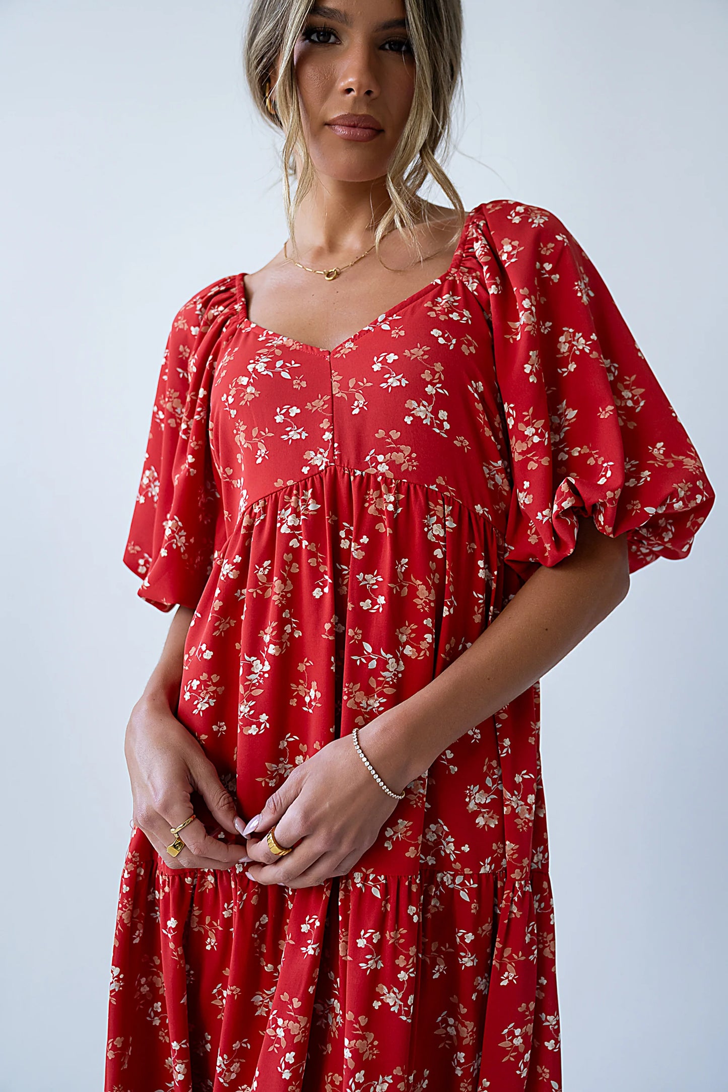 Amy Floral Maxi Dress in Red