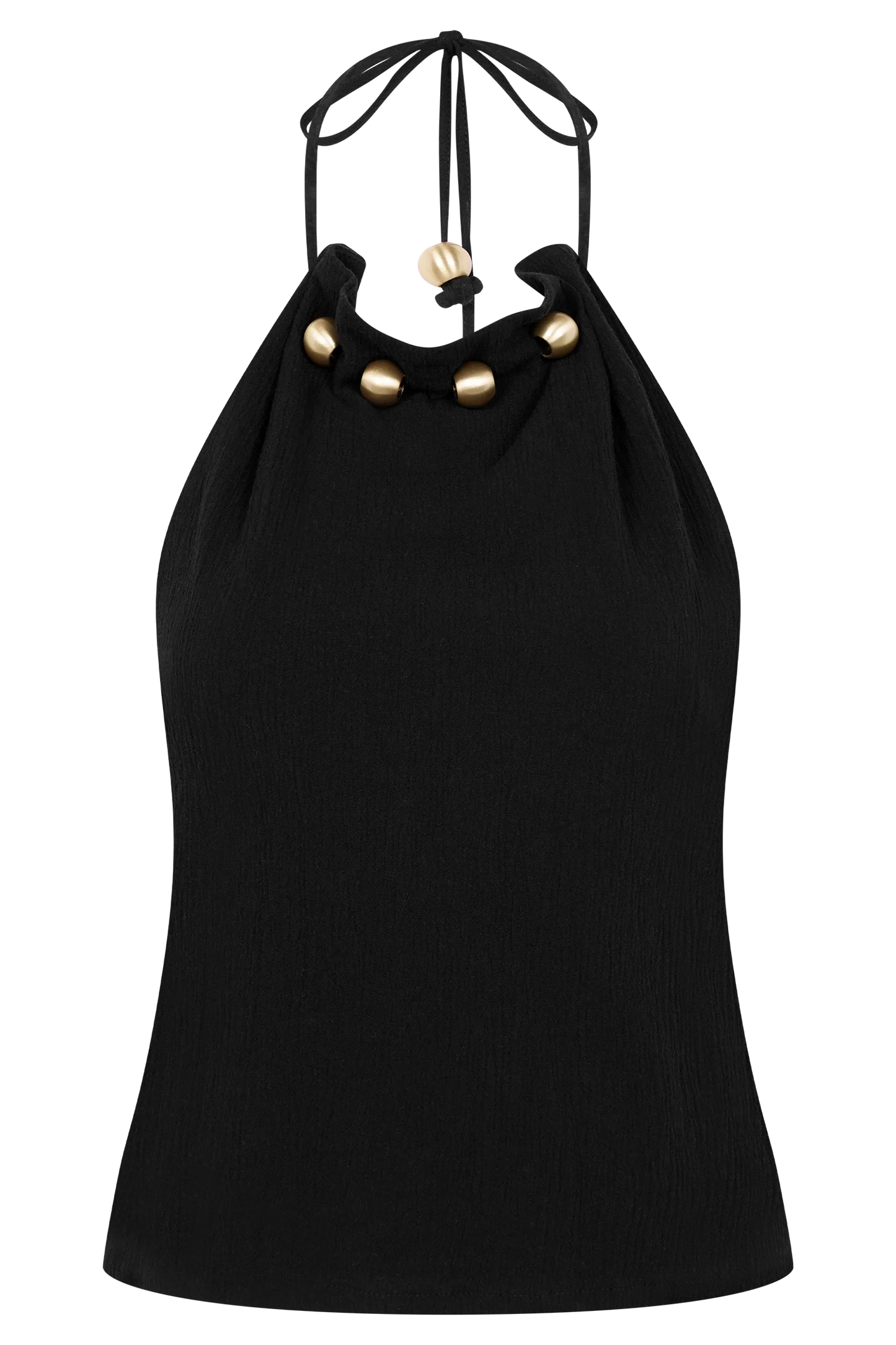 Abeda Cotton Top With Hardware - Black