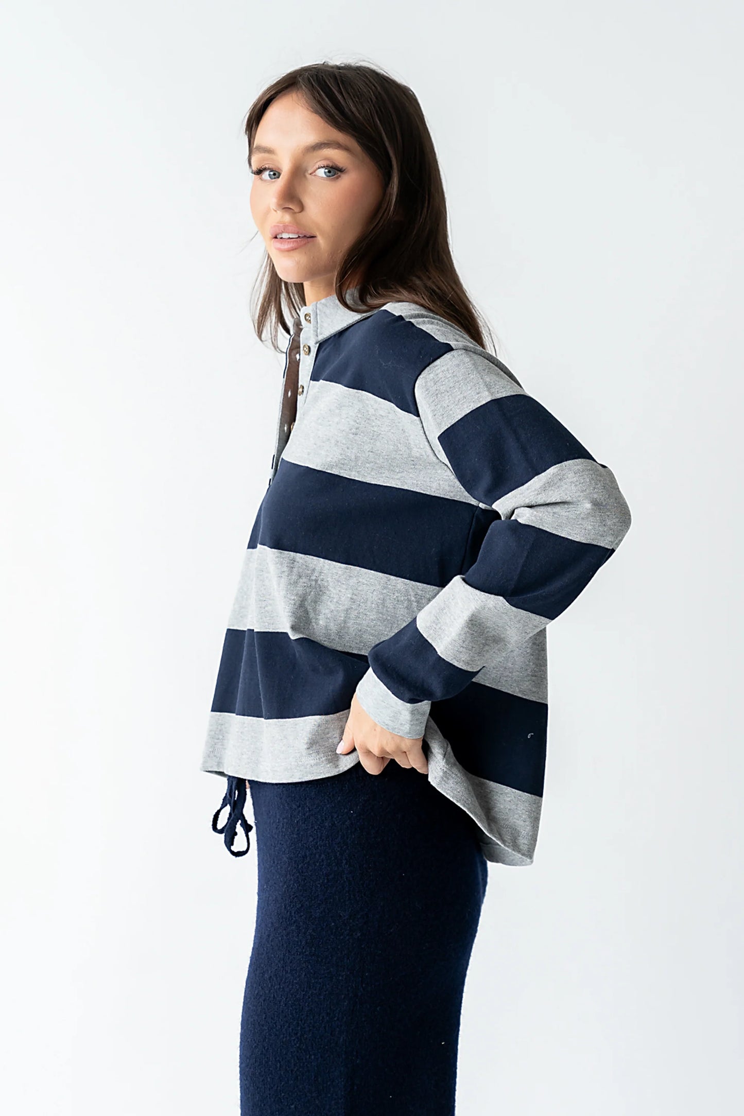 Kaysen Striped Top in Navy