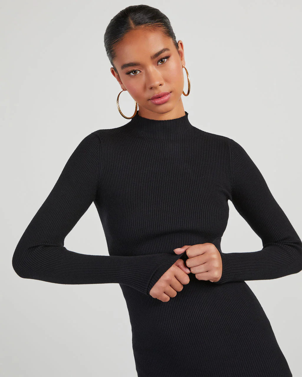 Essential Mock Neck Knit Midi Dress