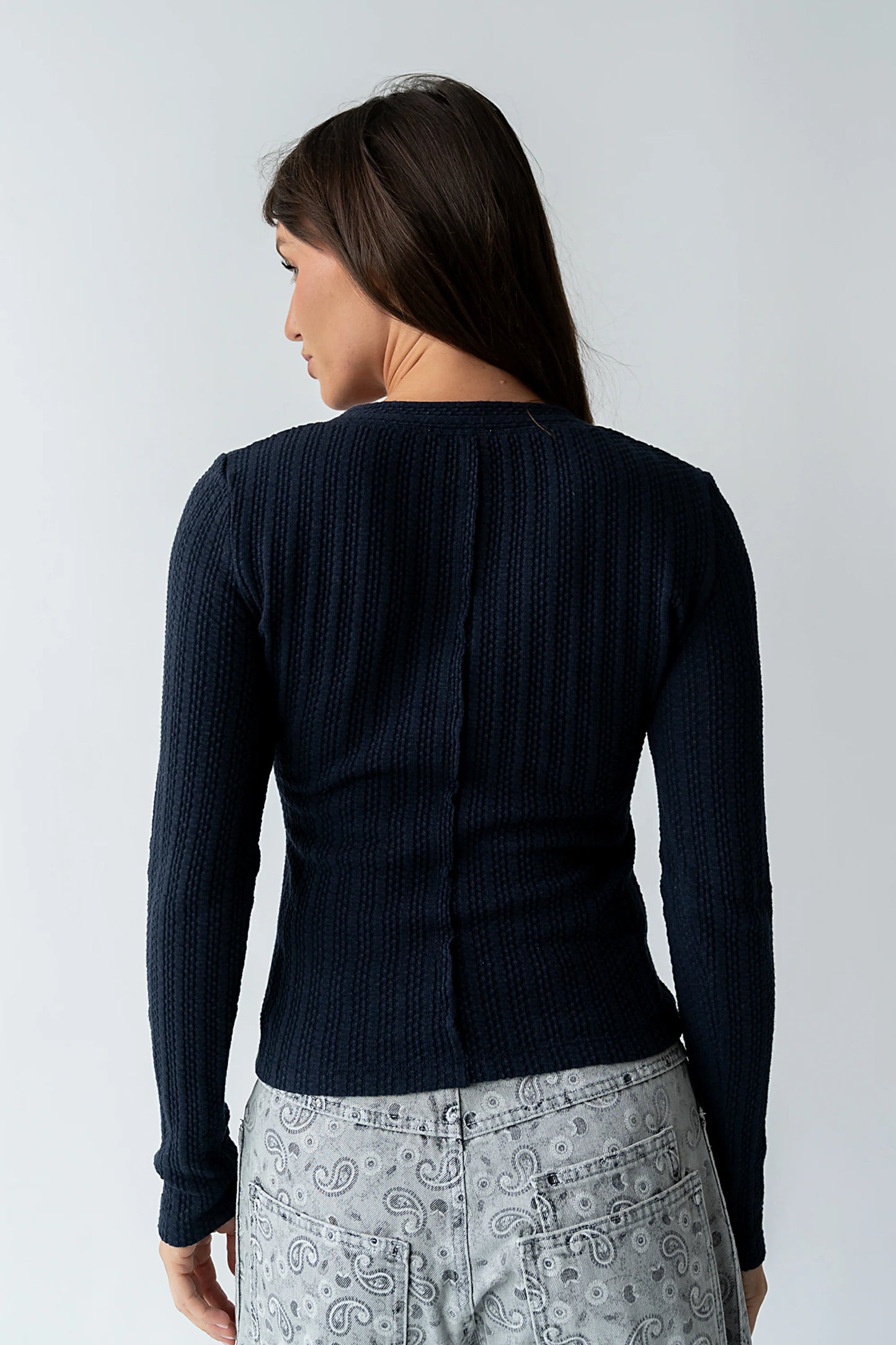Mckayla Textured Top in Navy