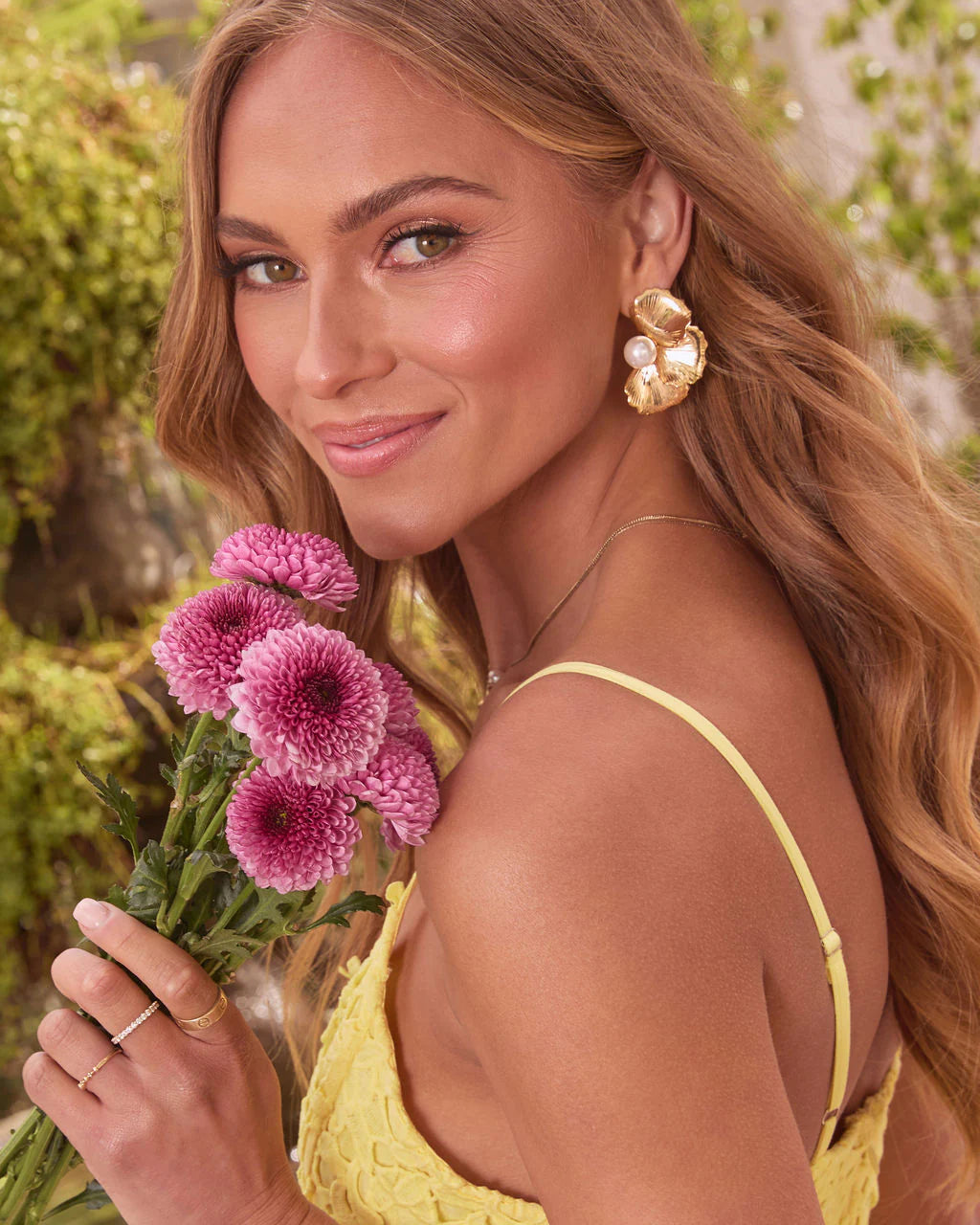 Gracelyn Floral Pearl Stud Earrings