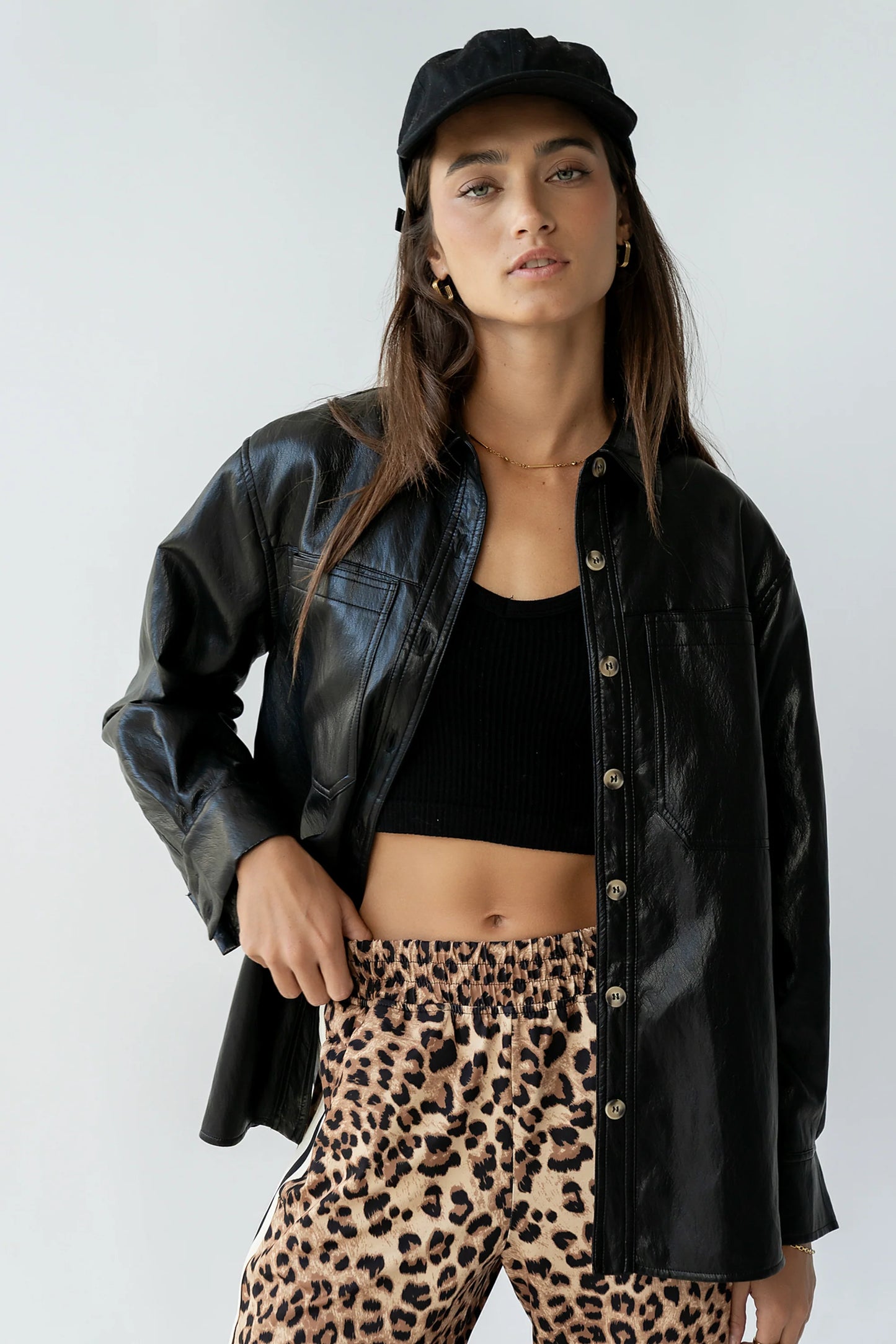 Bruno Vegan Leather Shacket