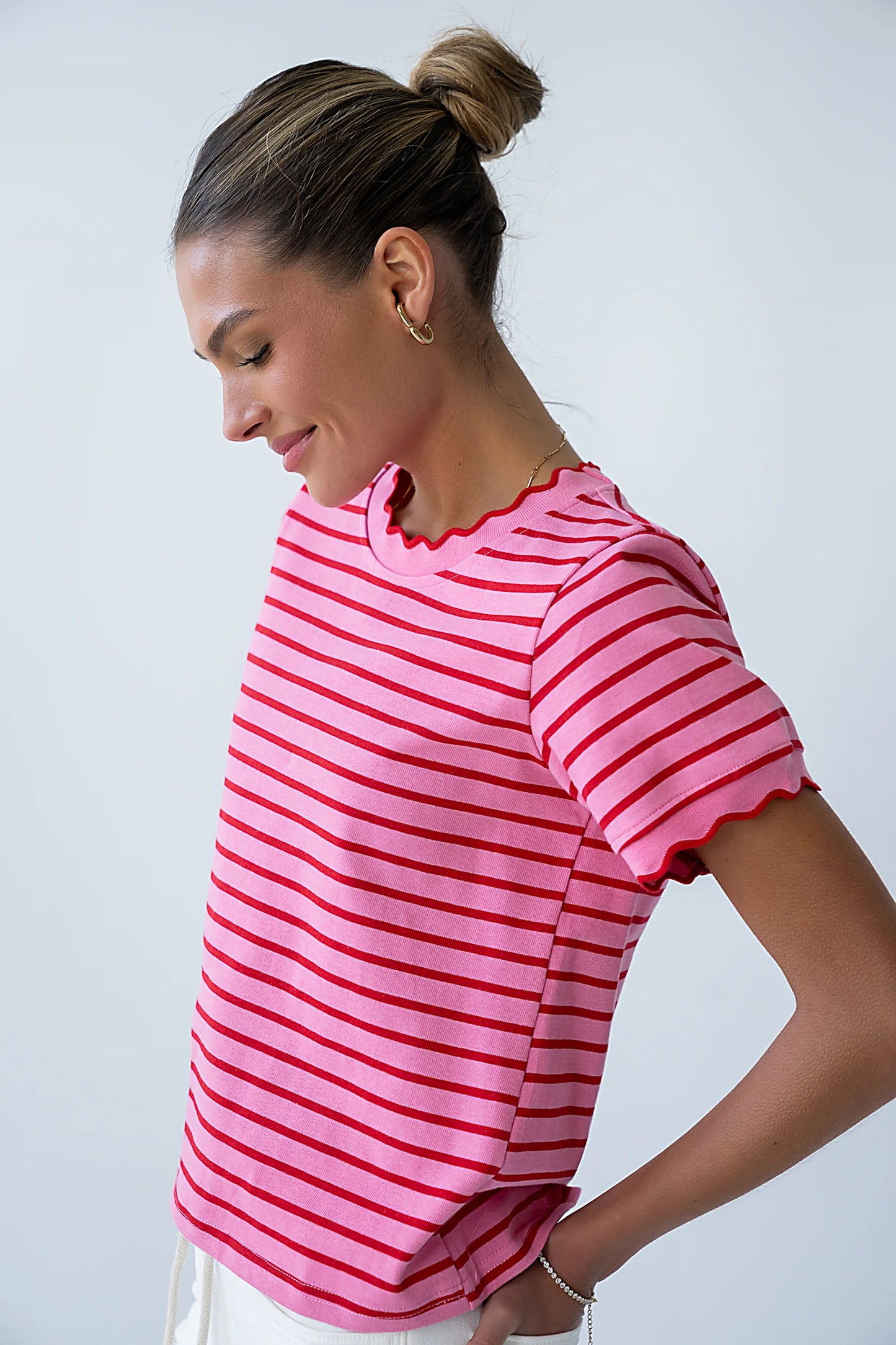 Walker Scalloped Top in Pink
