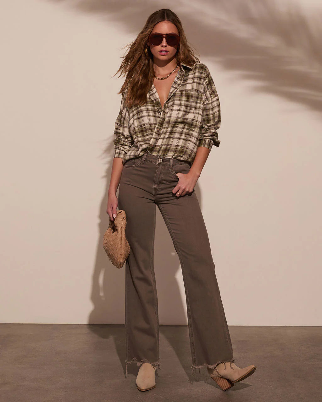 Silvie Plaid Button Down Top