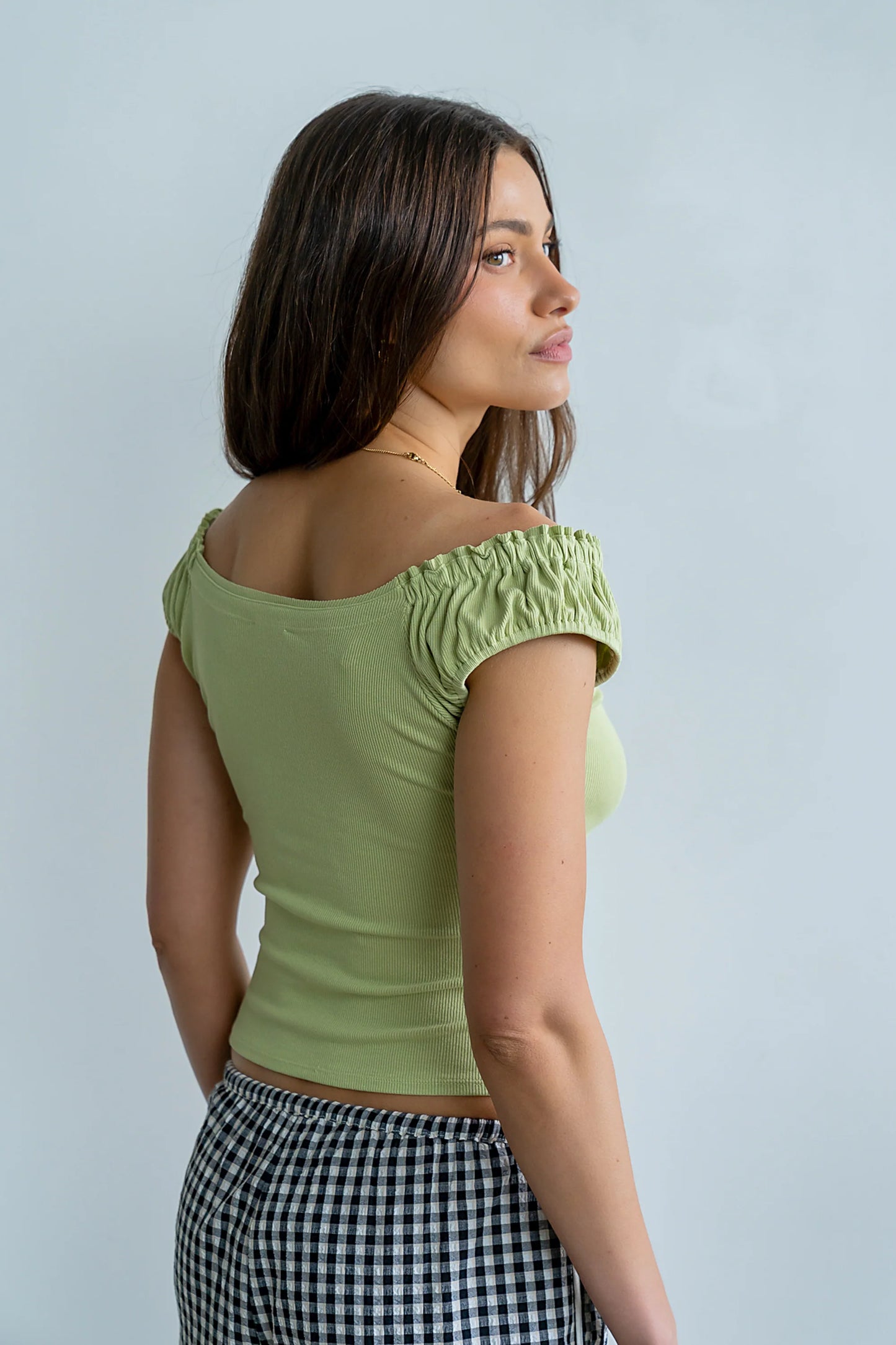 Ace Ribbed Top in Green