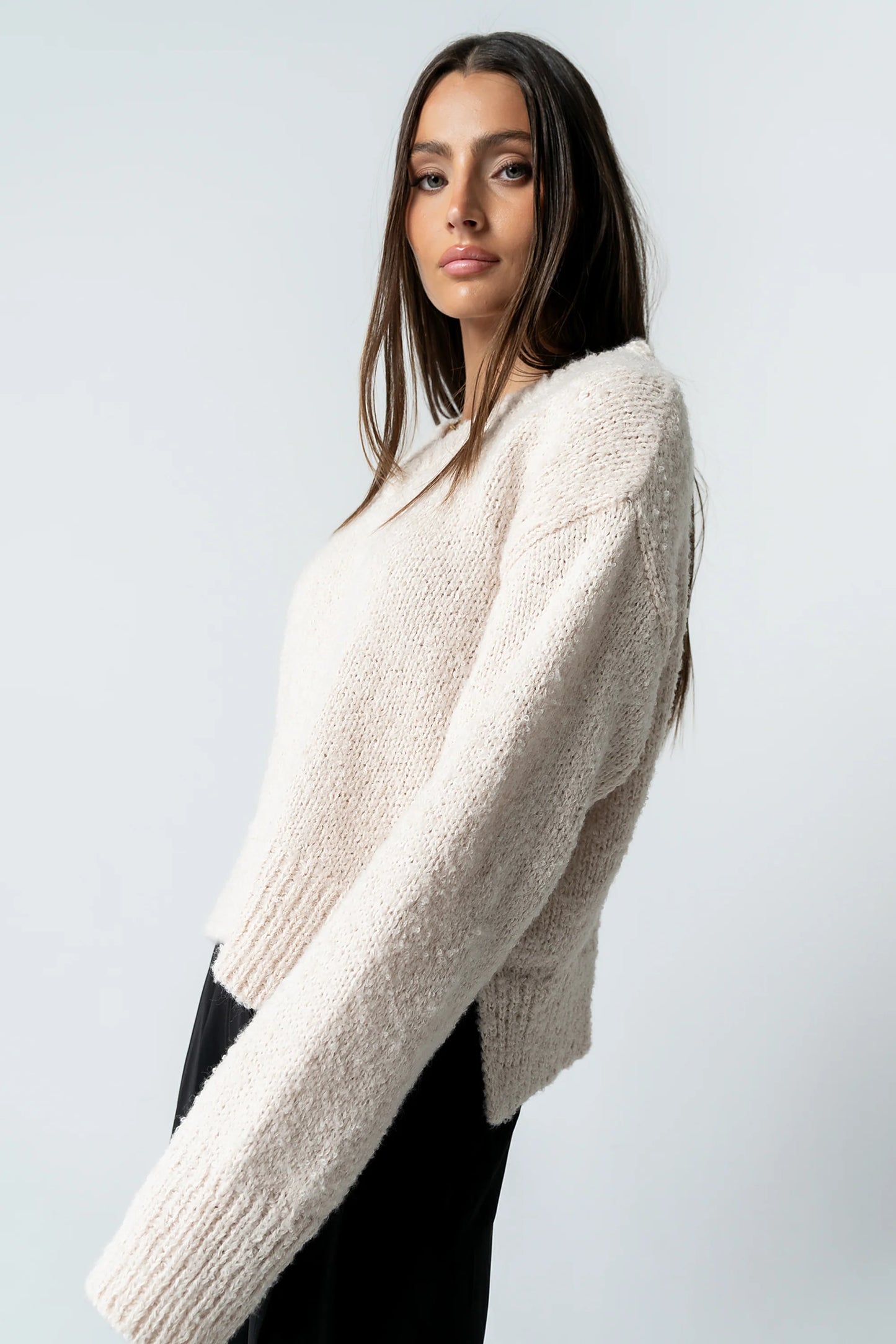 Junie Fuzzy Sweater in Cream