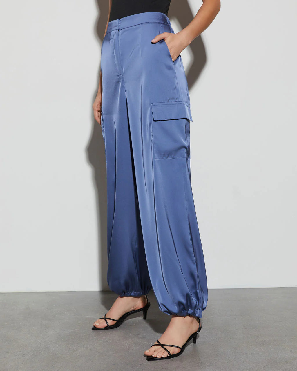 Alana Pocketed Satin Cargo Joggers