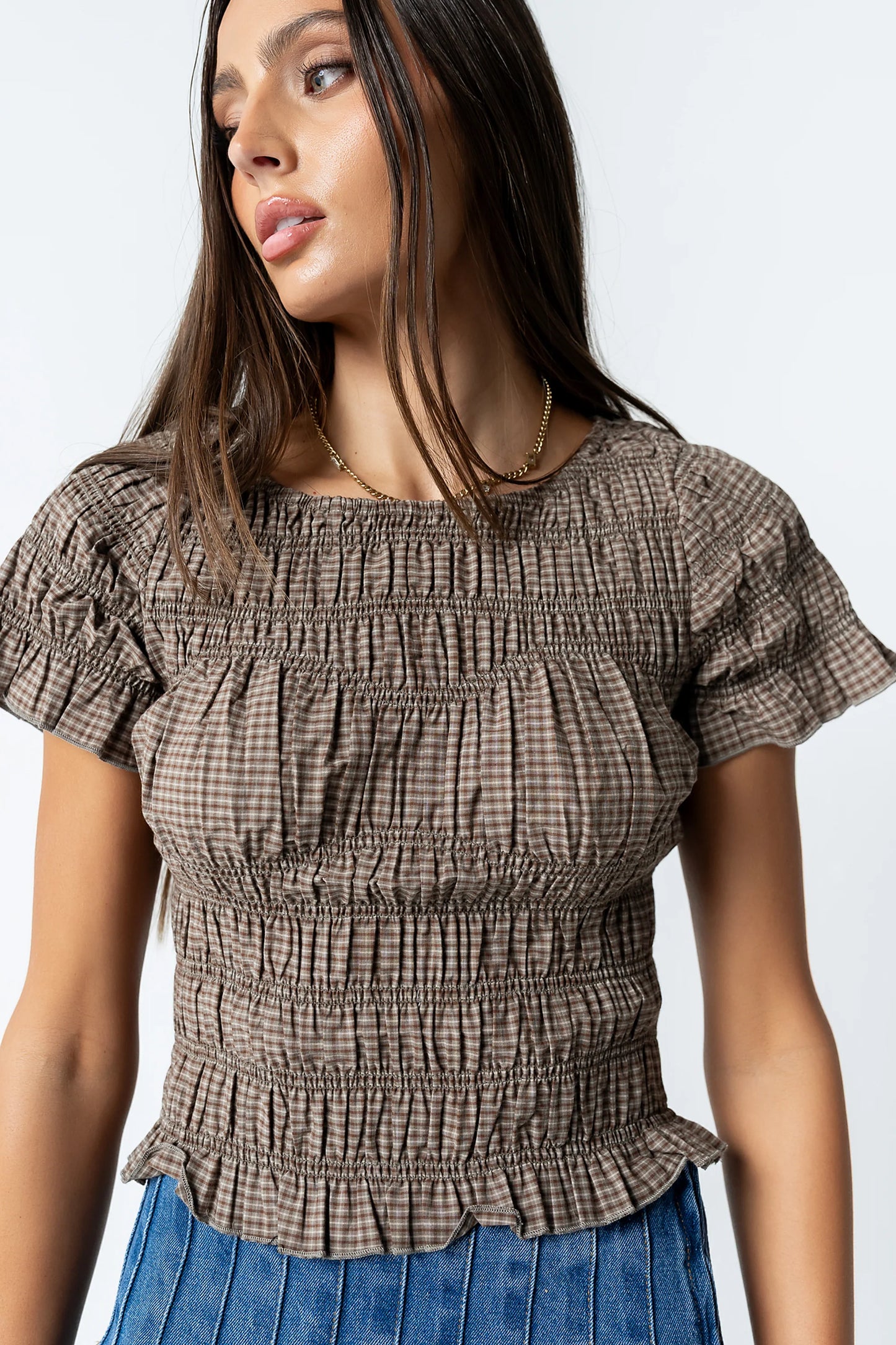 Marta Smocked Blouse in Olive