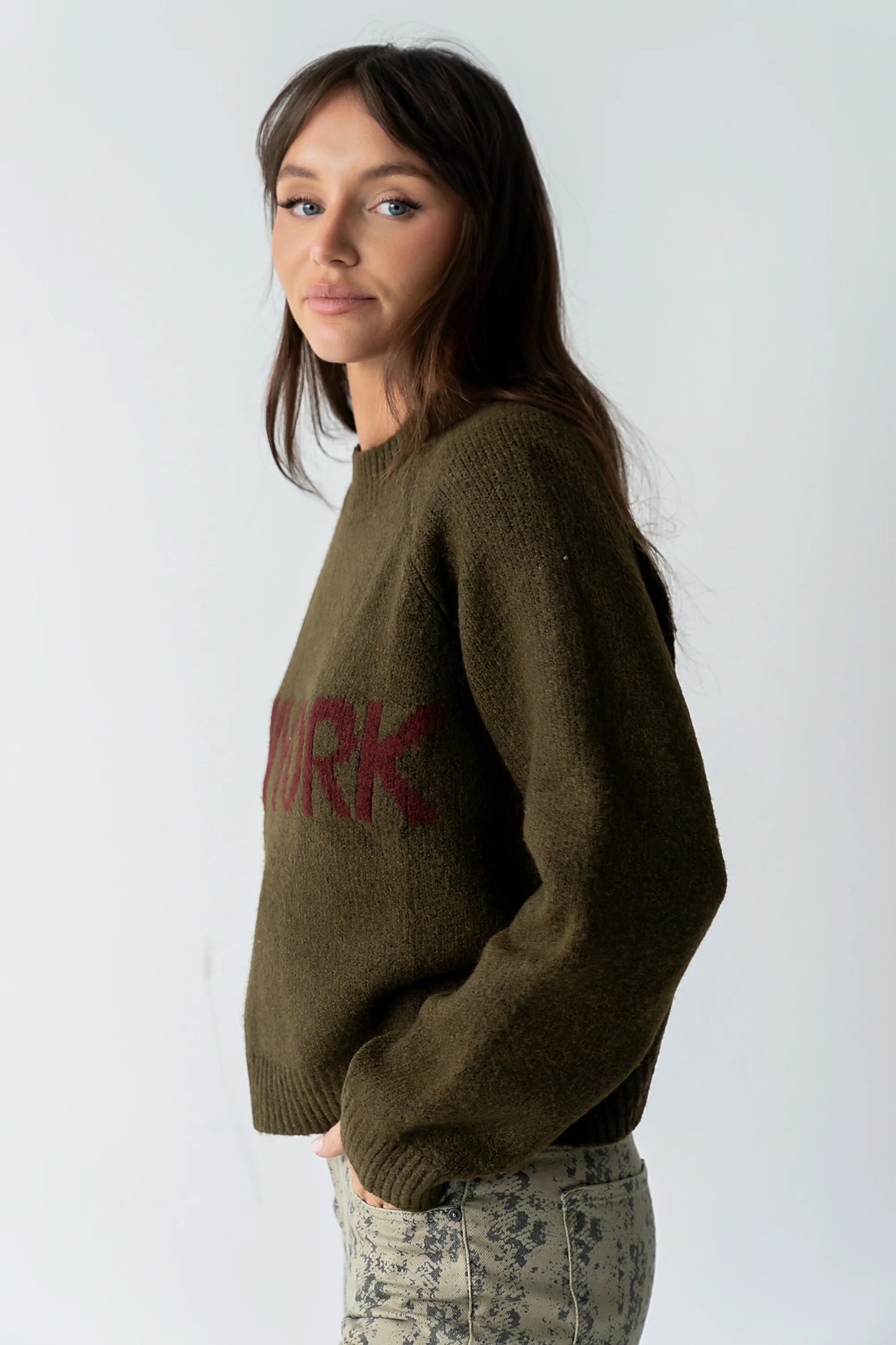 Suzie Graphic Sweater in Olive