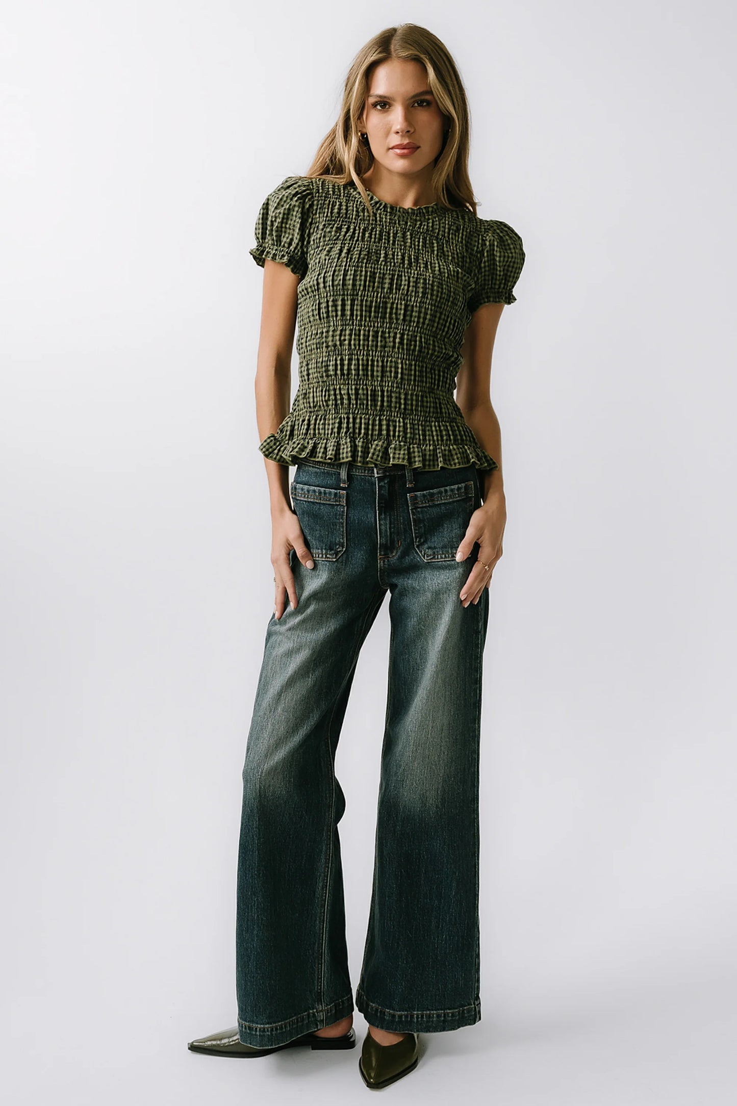 Ruth Smocked Top in Green