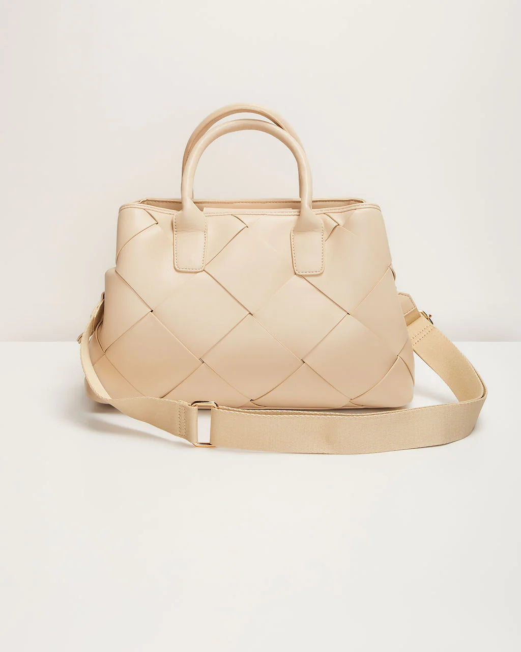 Giorgia Faux Leather Woven Top Handle Bag