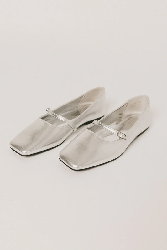 Adele Silver Ballet Flats