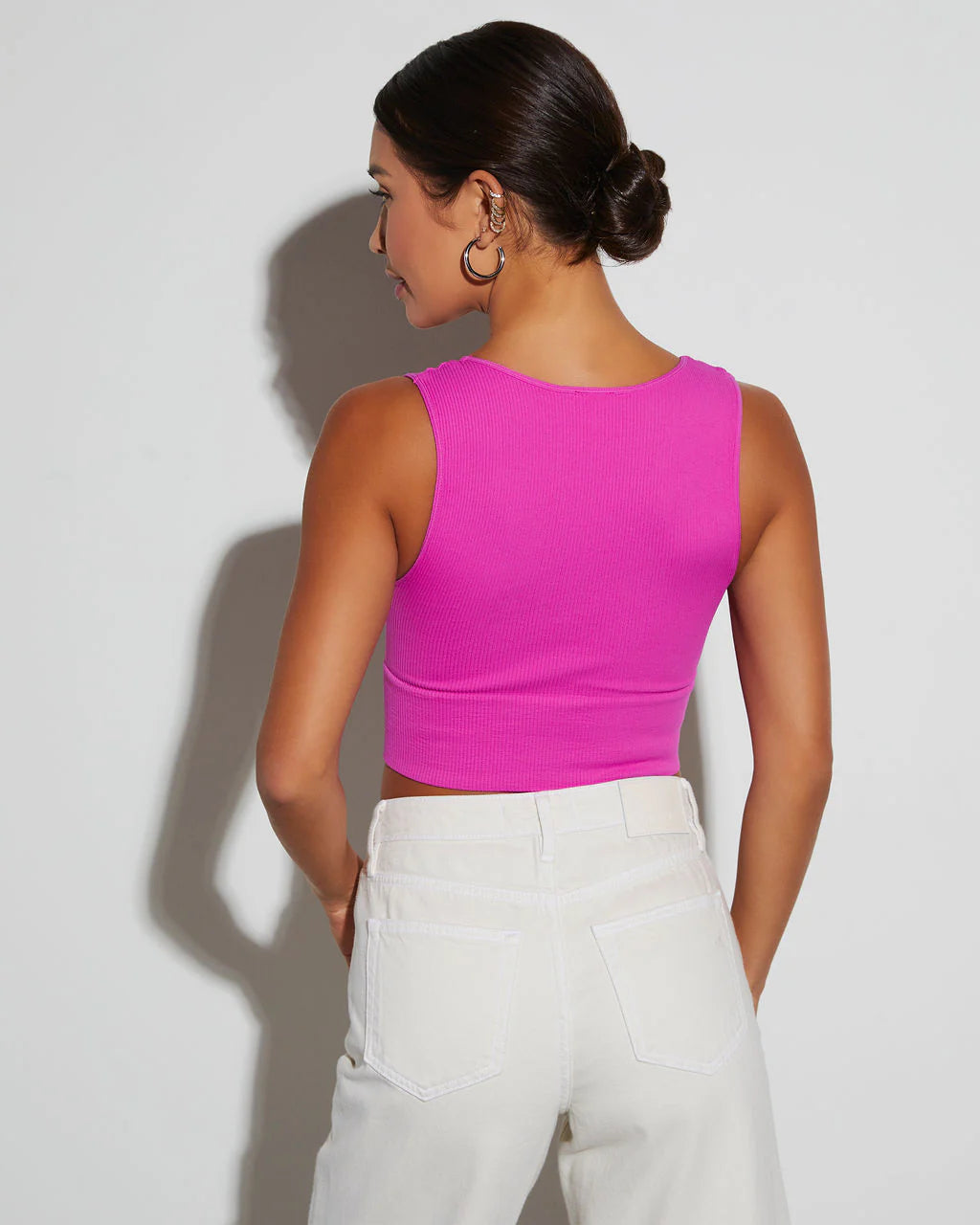 Exhale Ribbed V Neck Crop Tank