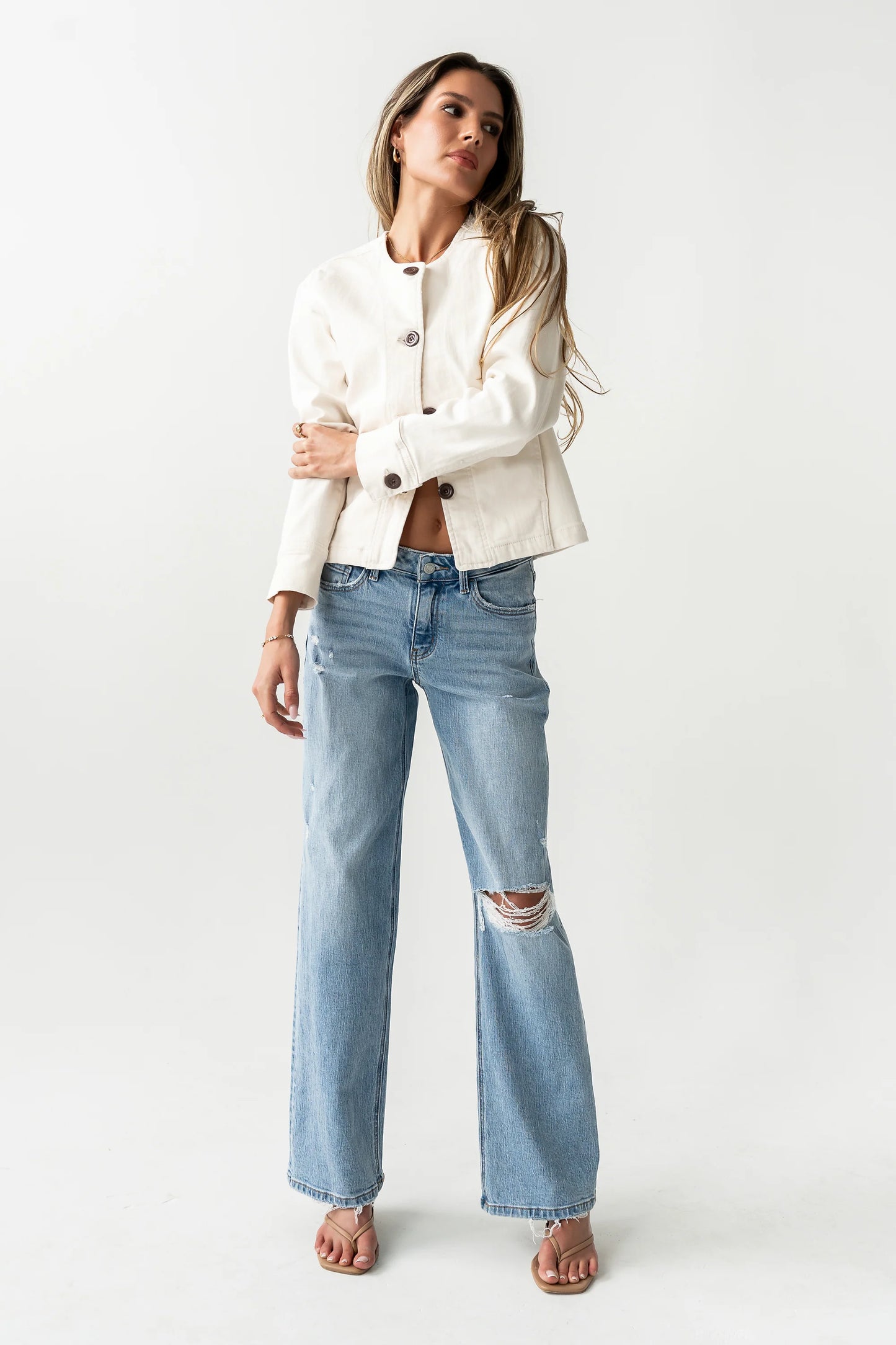 Devon Distressed Wide Leg Jeans