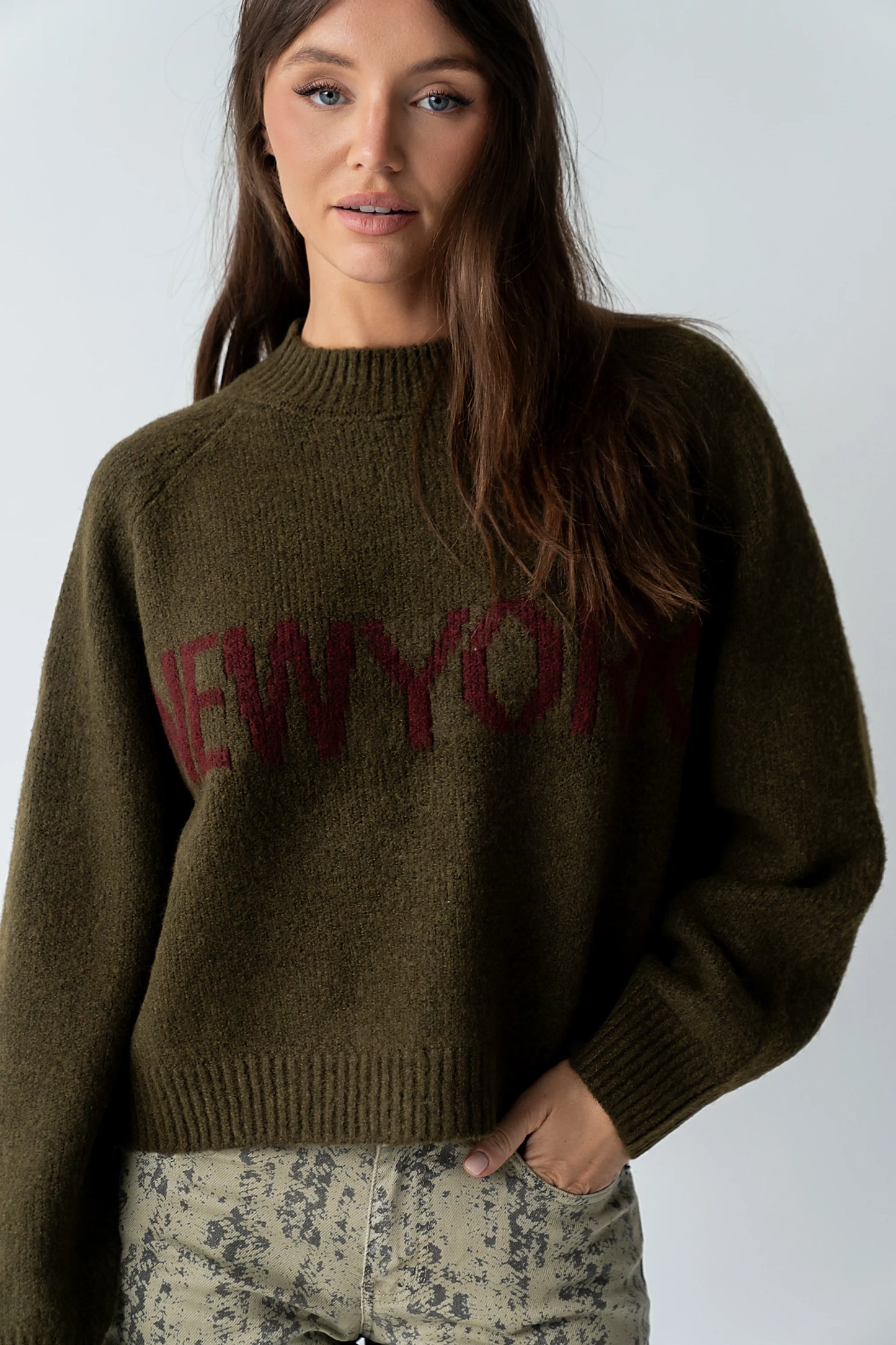 Suzie Graphic Sweater in Olive