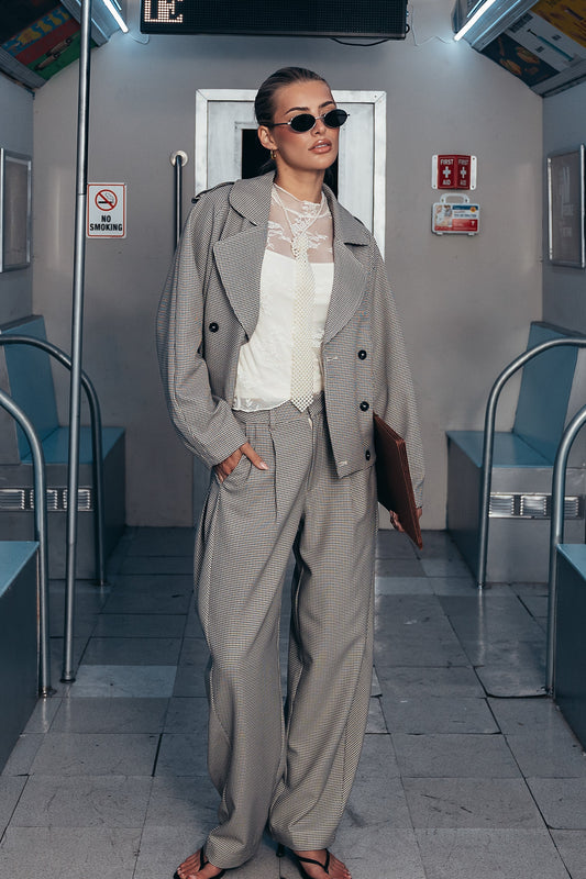 Abby Houndstooth Barrel Pants