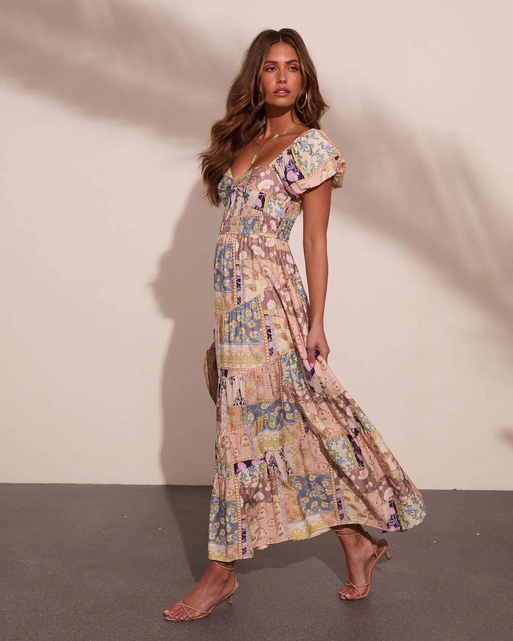 Prairie Stardust Abstract Patchwork Maxi Dress