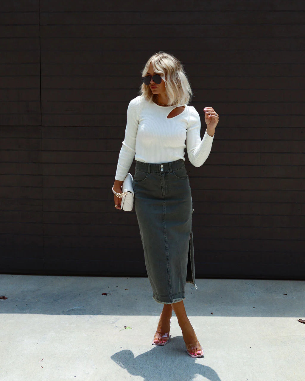 Montclair Cutout Ribbed Knit Sweater Top
