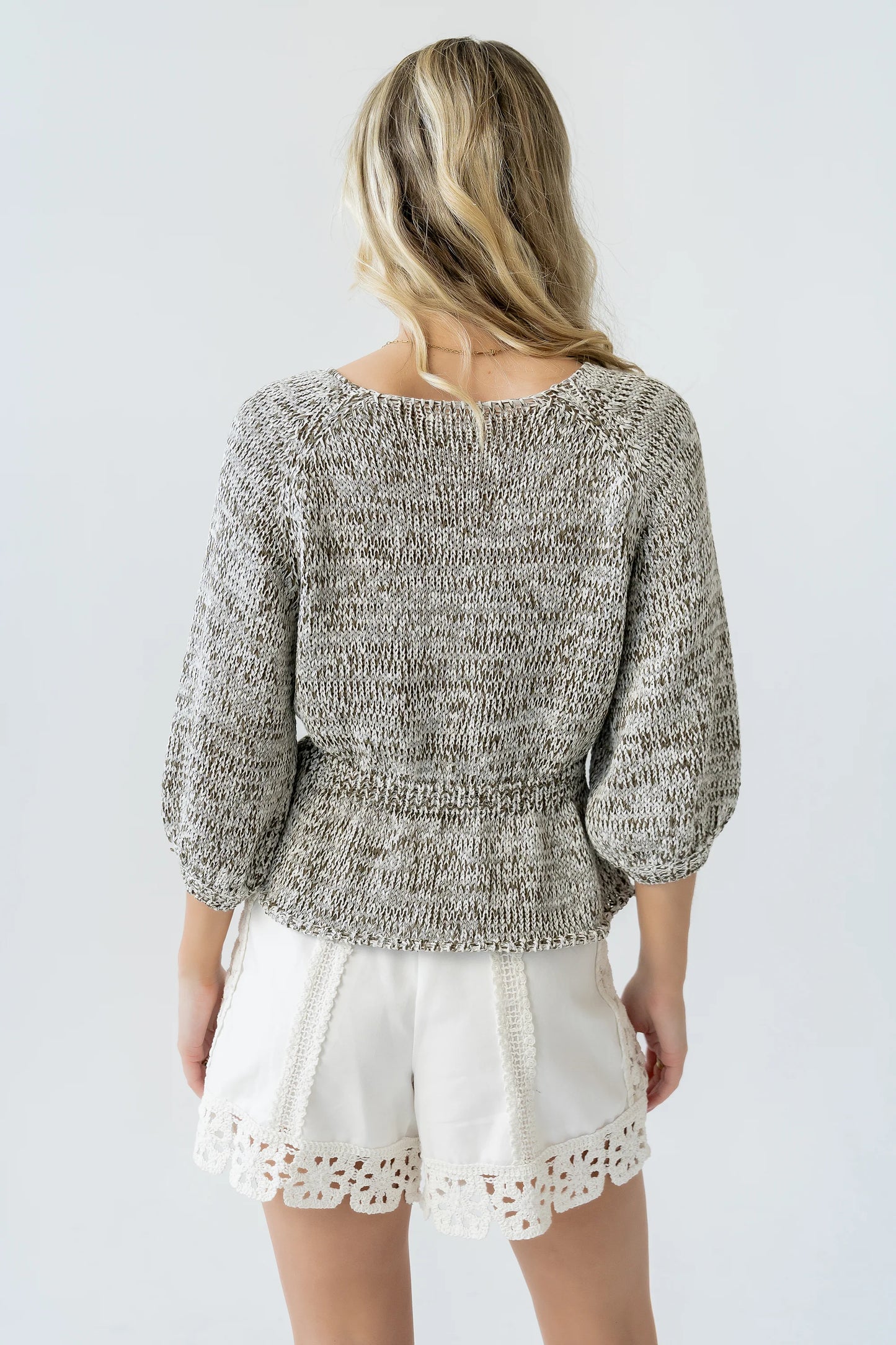 Maycie Two- Toned Sweater in Olive