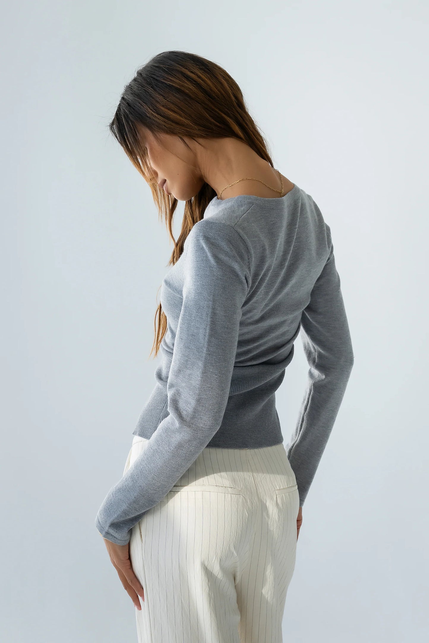 Flora Knit Top in Heather Grey