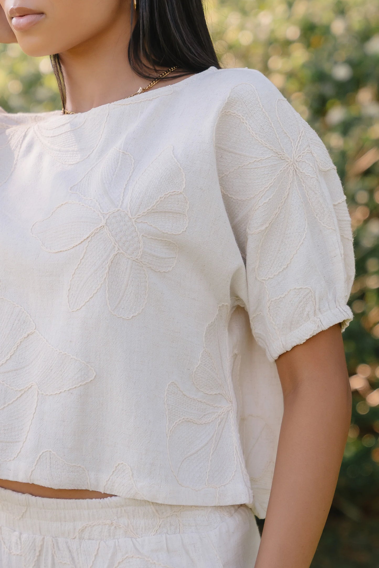 Kortney Floral Oversized Top in Natural