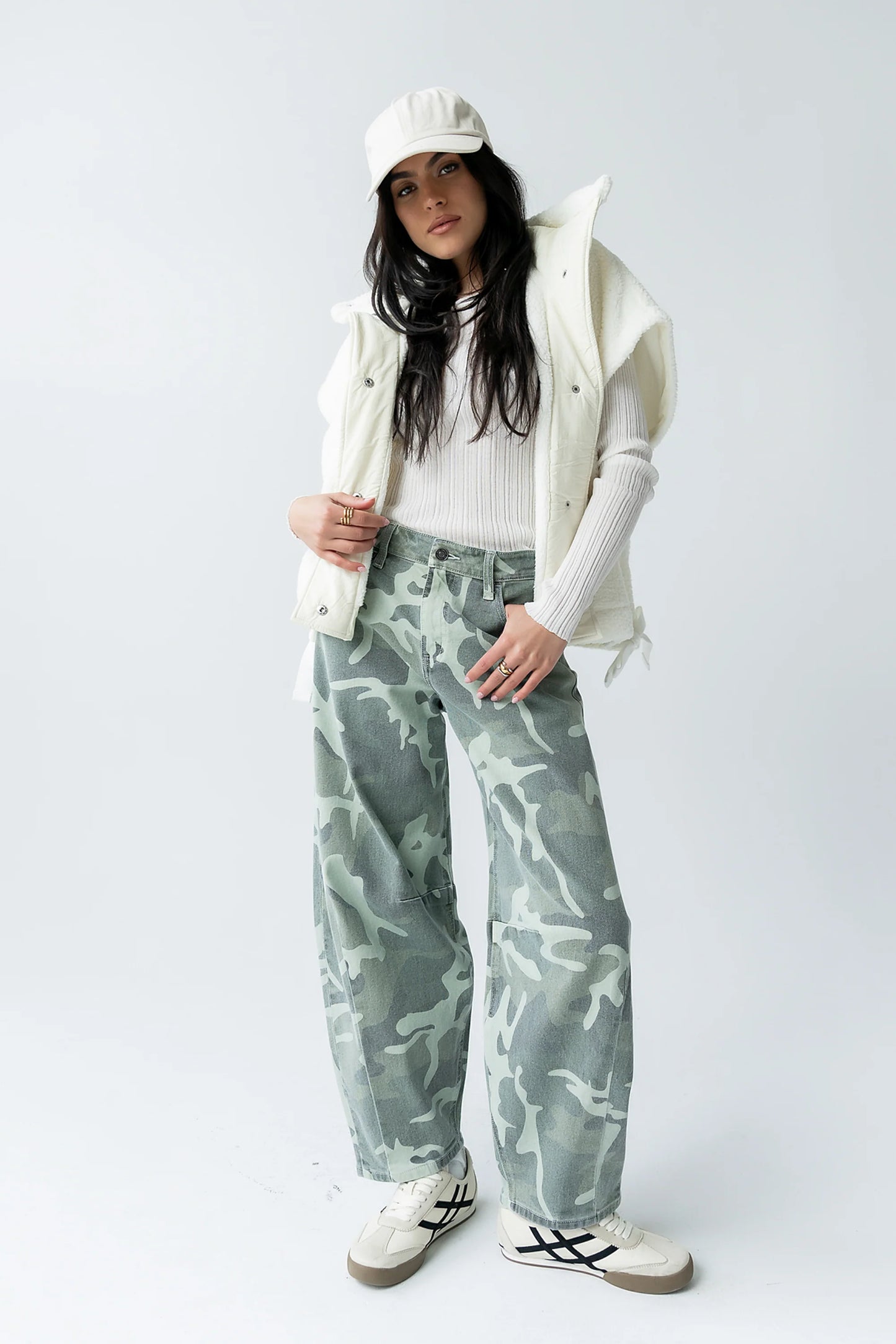 Maddison Camo Barrel Jeans