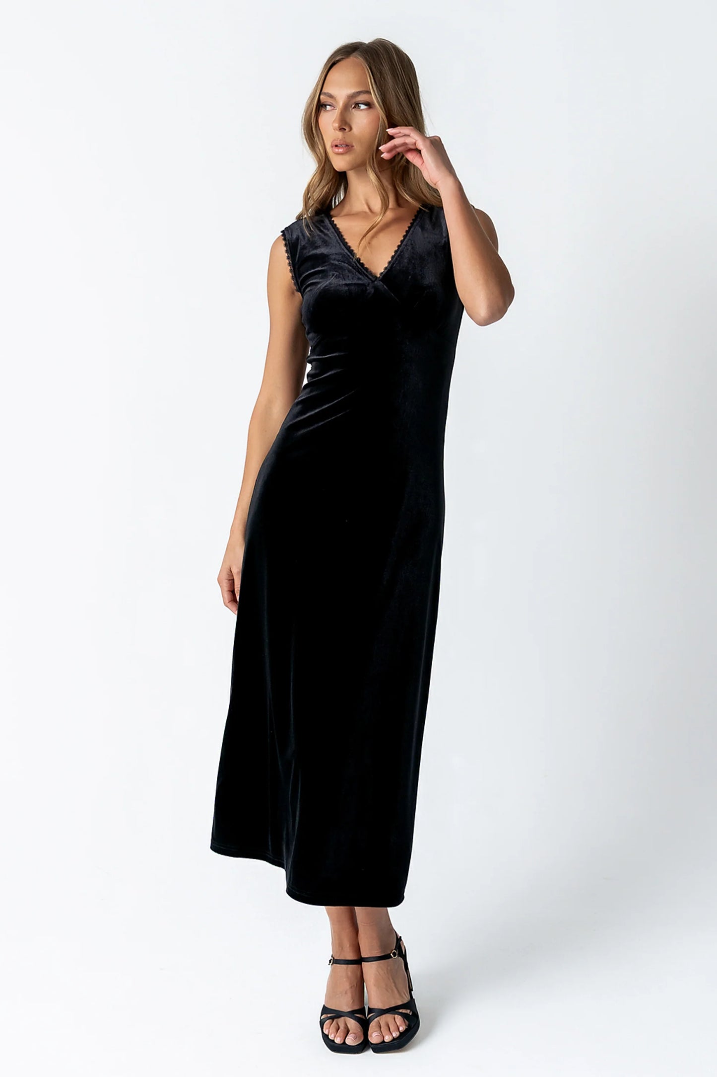 Kalani Velvet Maxi Dress in Black