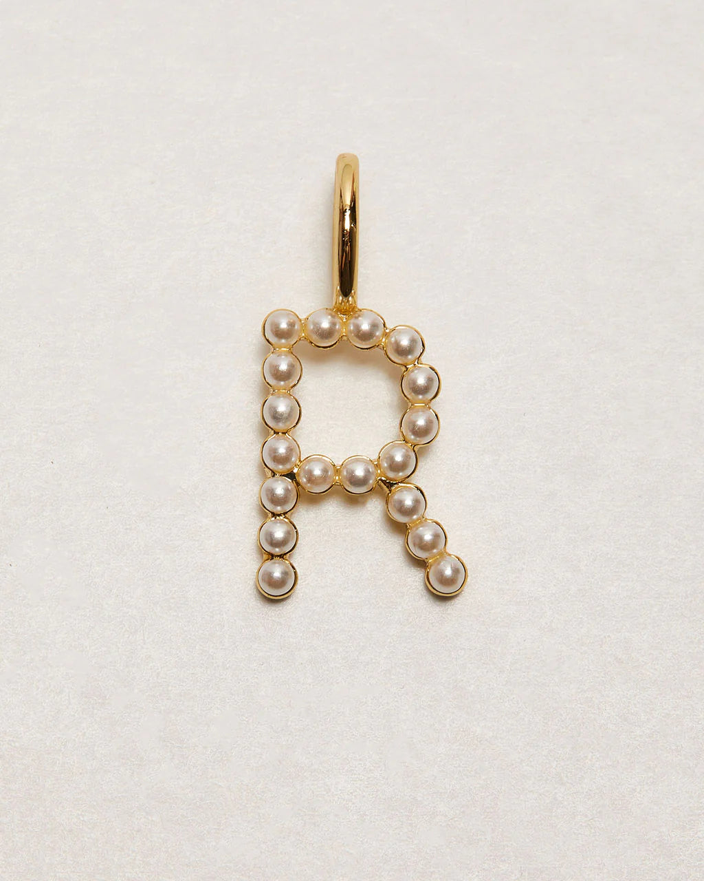 Pearl Letter 14k Plated Charm