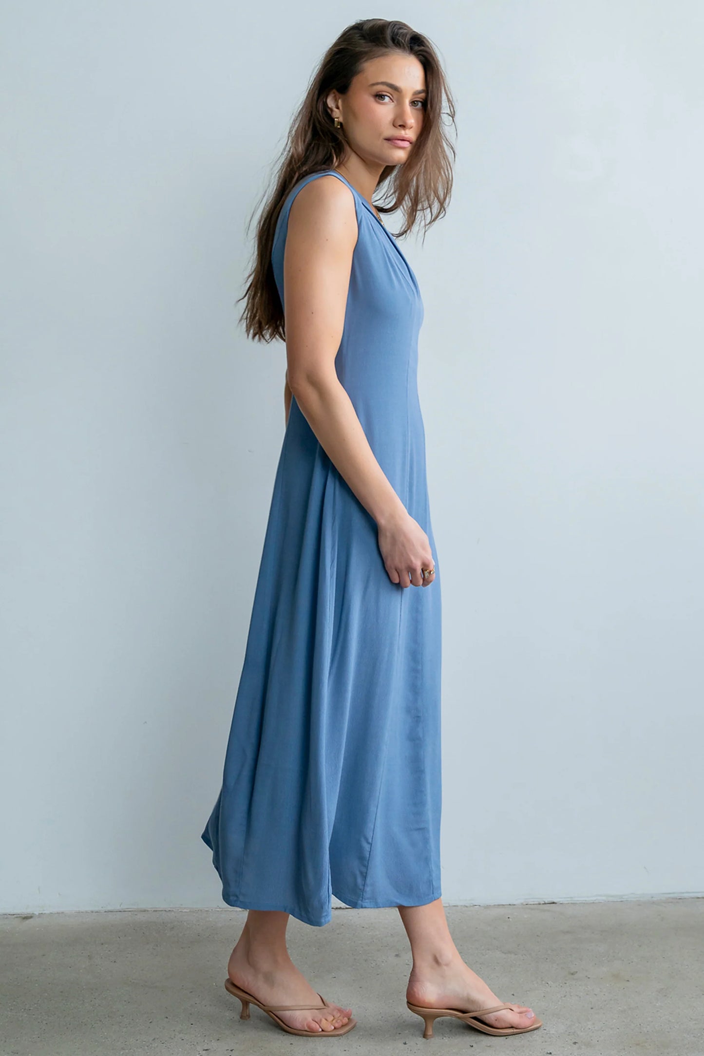 Noah Midi Dress in Blue