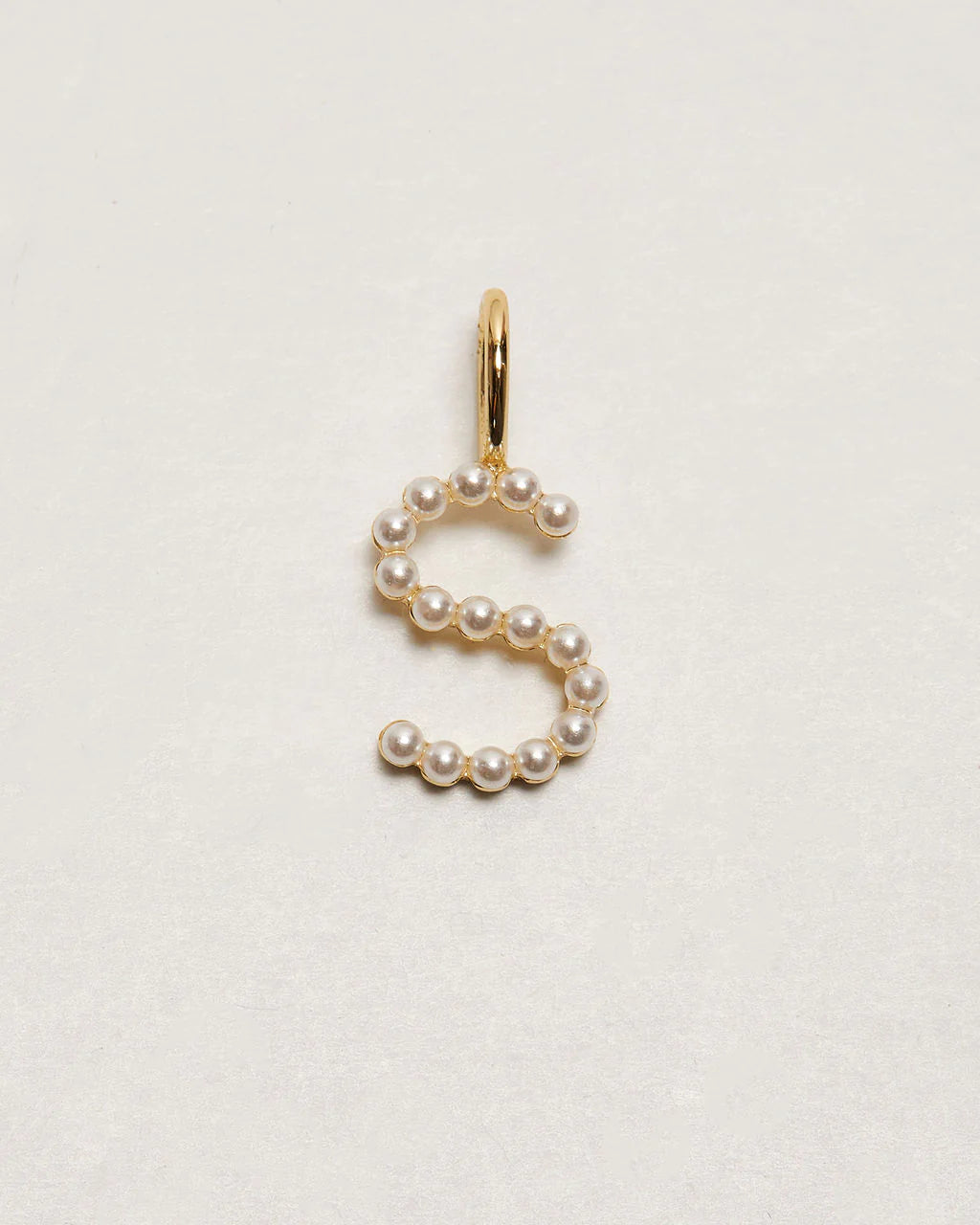 Pearl Letter 14k Plated Charm