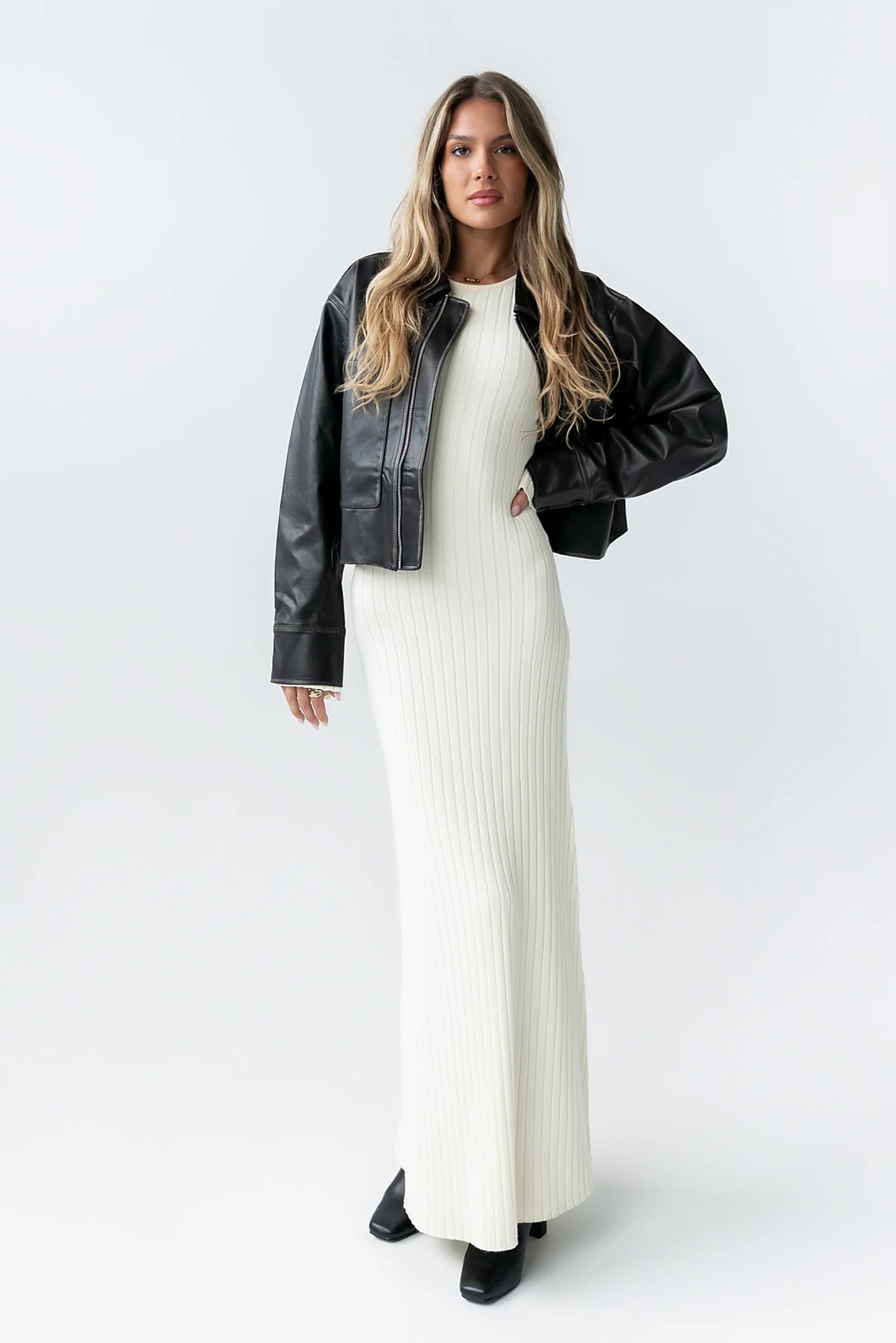 Jaymie Vegan Leather Jacket in Black