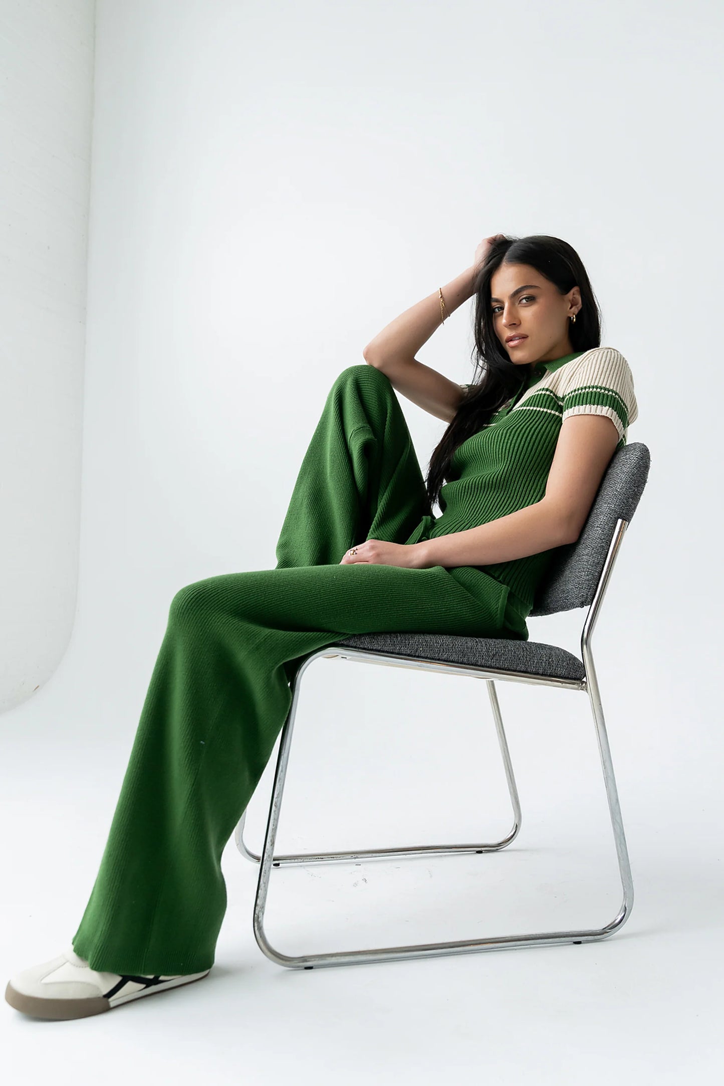 Brea Collared Sweater in Green