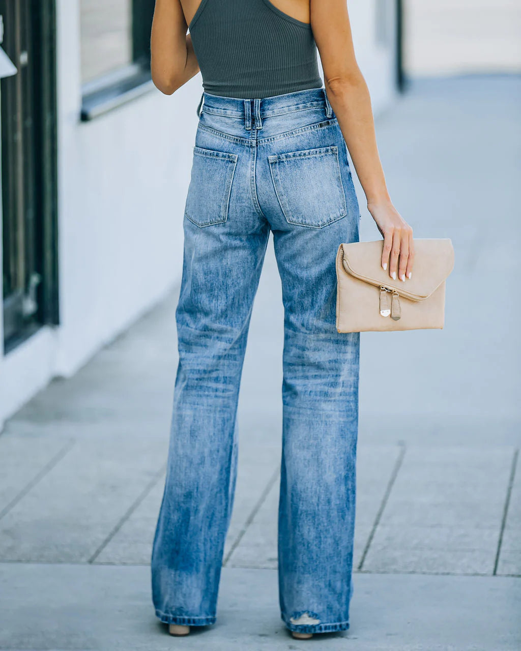 Warren High Rise Distressed 90S Flare Denim